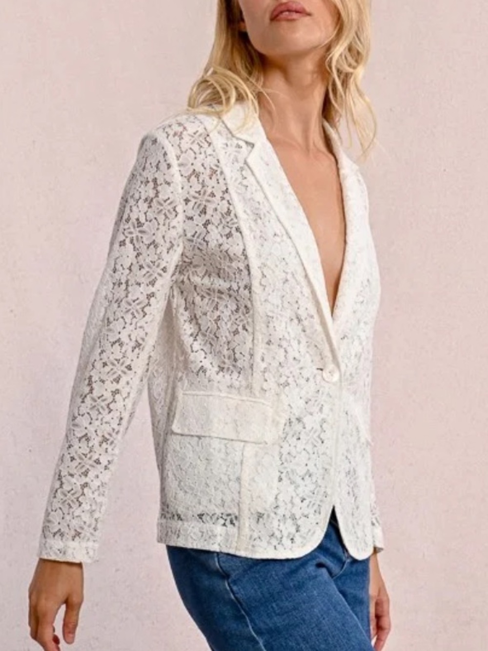 Molly Bracken White Lace Blazer Jacket